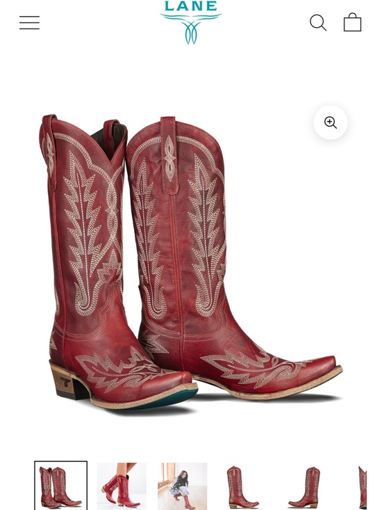Lane boots Shoes - Women's Red Embroidered Western Heeled Boots